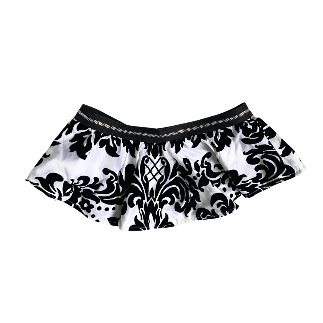 Baroque  Zip Waist Peplum Belt White Black ONE SIZE