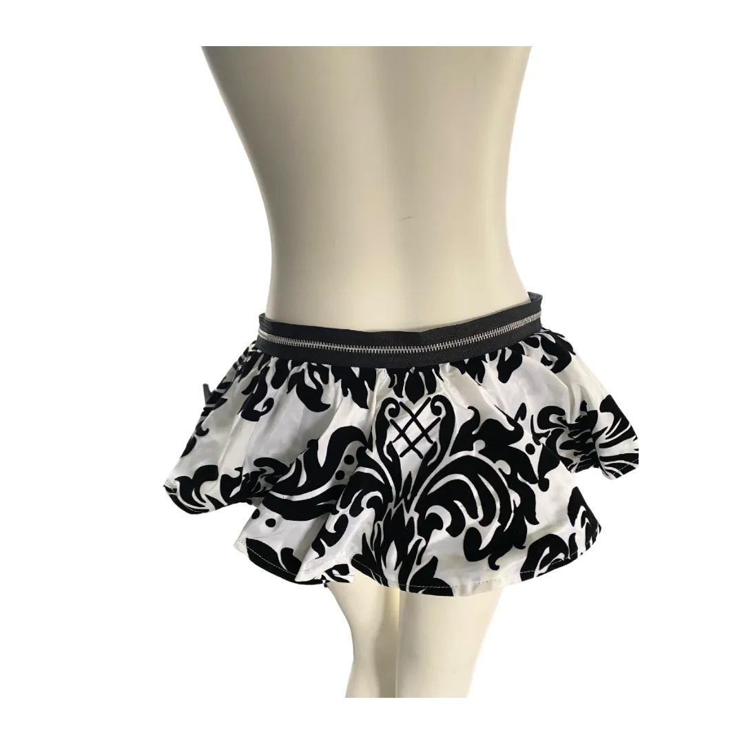 Baroque  Zip Waist Peplum Belt White Black ONE SIZE