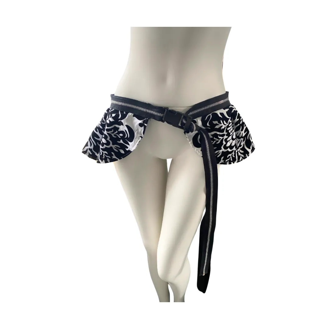 Baroque  Zip Waist Peplum Belt White Black ONE SIZE