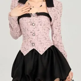 Elegant Snowfall Cafe Chocolate Box        Dress and Cardigan Complete Set Dark Academia Kawaii Academia Y2K Cottagecore Coquette Fairycore Dollette Princesscore