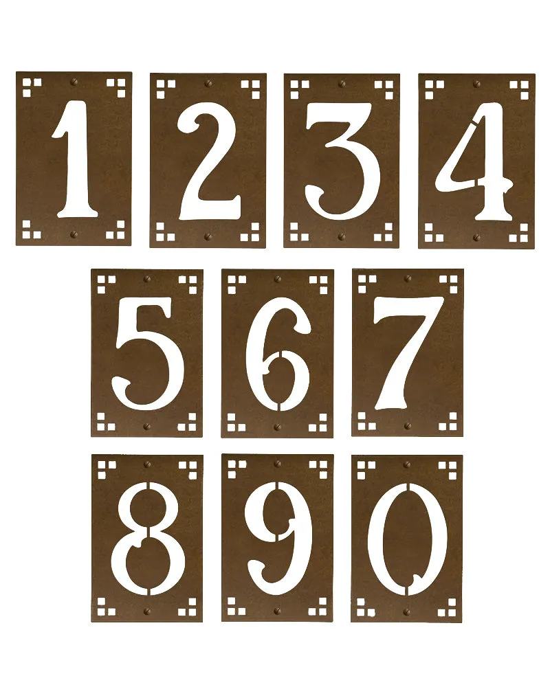 Framed Solid Brass Prairie House Numbers