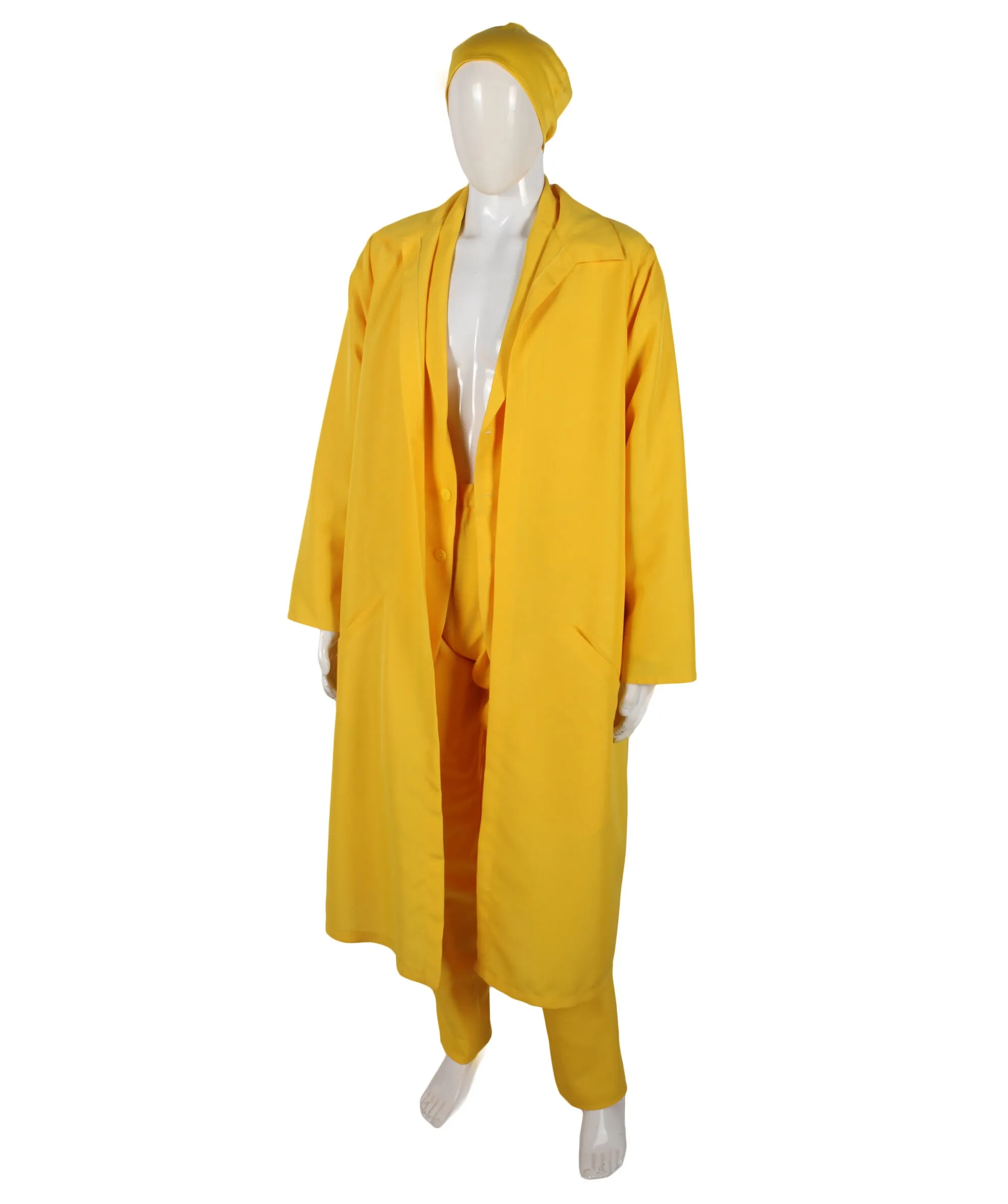 HPO Adult Adventurer Movie Character Yellow Costume, Perfect for Halloween, Flame-retardant Synthetic Fabric