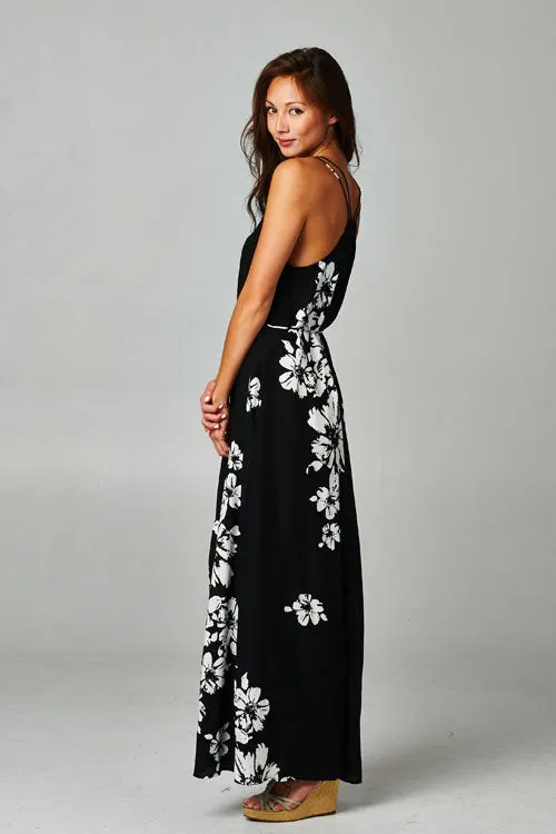 Maui Floral Double Spaghetti Strap Maxi Dress