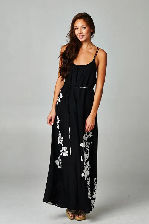 Maui Floral Double Spaghetti Strap Maxi Dress
