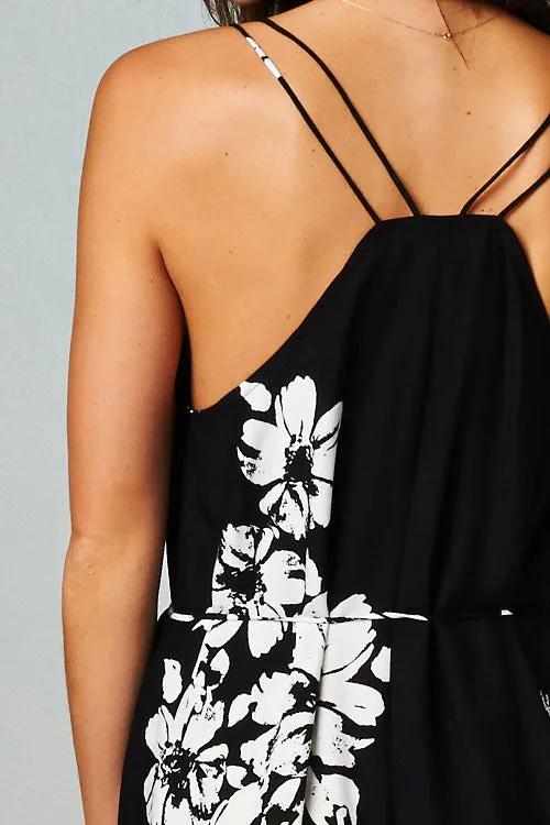 Maui Floral Double Spaghetti Strap Maxi Dress