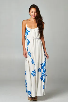Maui Floral Double Spaghetti Strap Maxi Dress