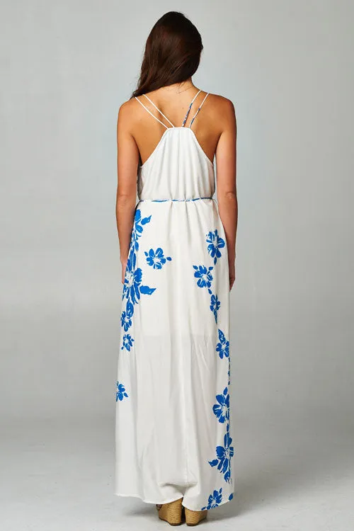 Maui Floral Double Spaghetti Strap Maxi Dress