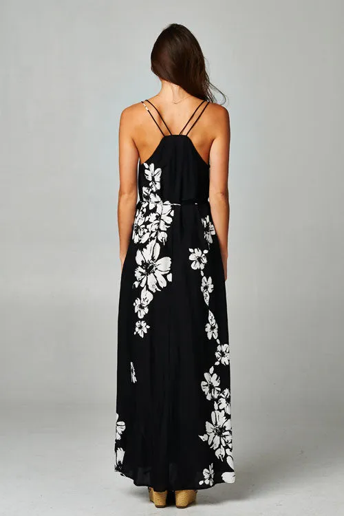 Maui Floral Double Spaghetti Strap Maxi Dress