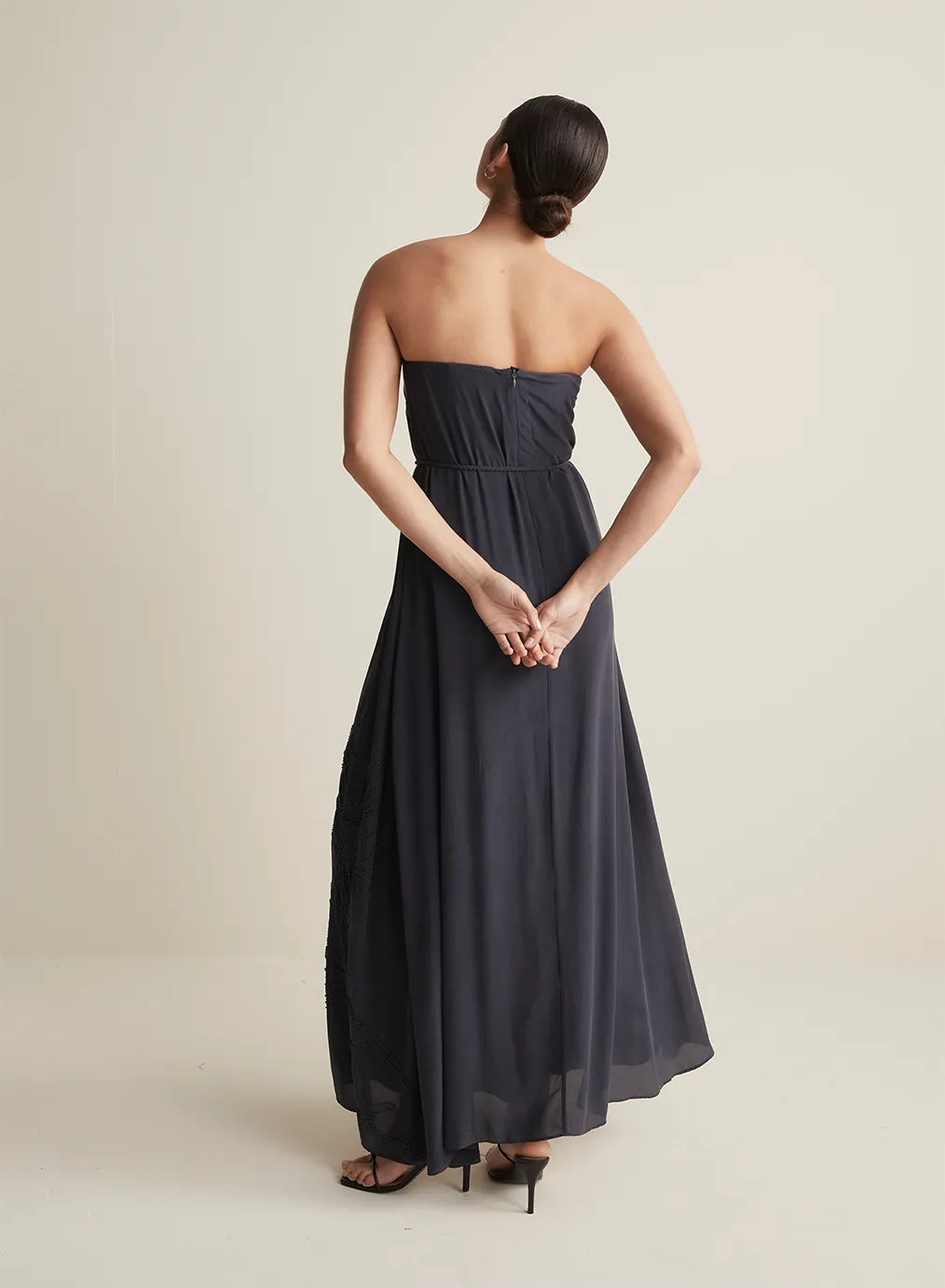 Meisha Silk Bead Embroidery Maxi Dress