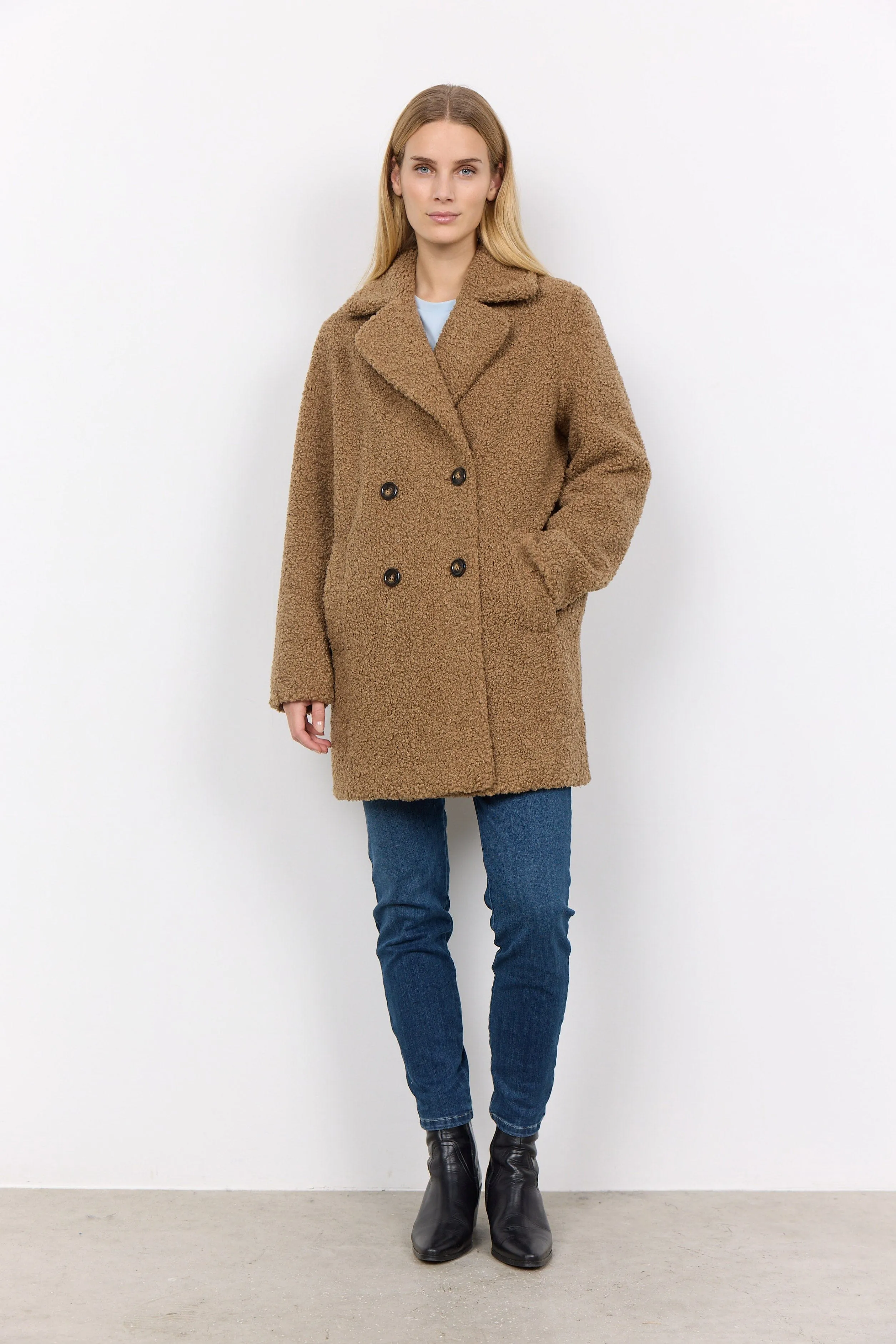 Mukite Teddy Doubled Breasted Coat - Desert Brown