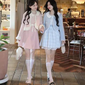Princess' Poise Academy  Dress with Optional Top and Cardigan Sweater Set Kawaii Academia Y2K Cottagecore Coquette Fairycore Dollette Princesscore