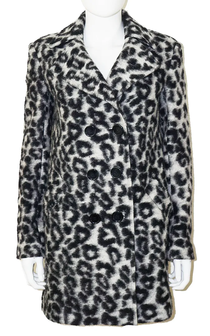 REBECCA MINKOFF Luke Leopard Print Wool Coat