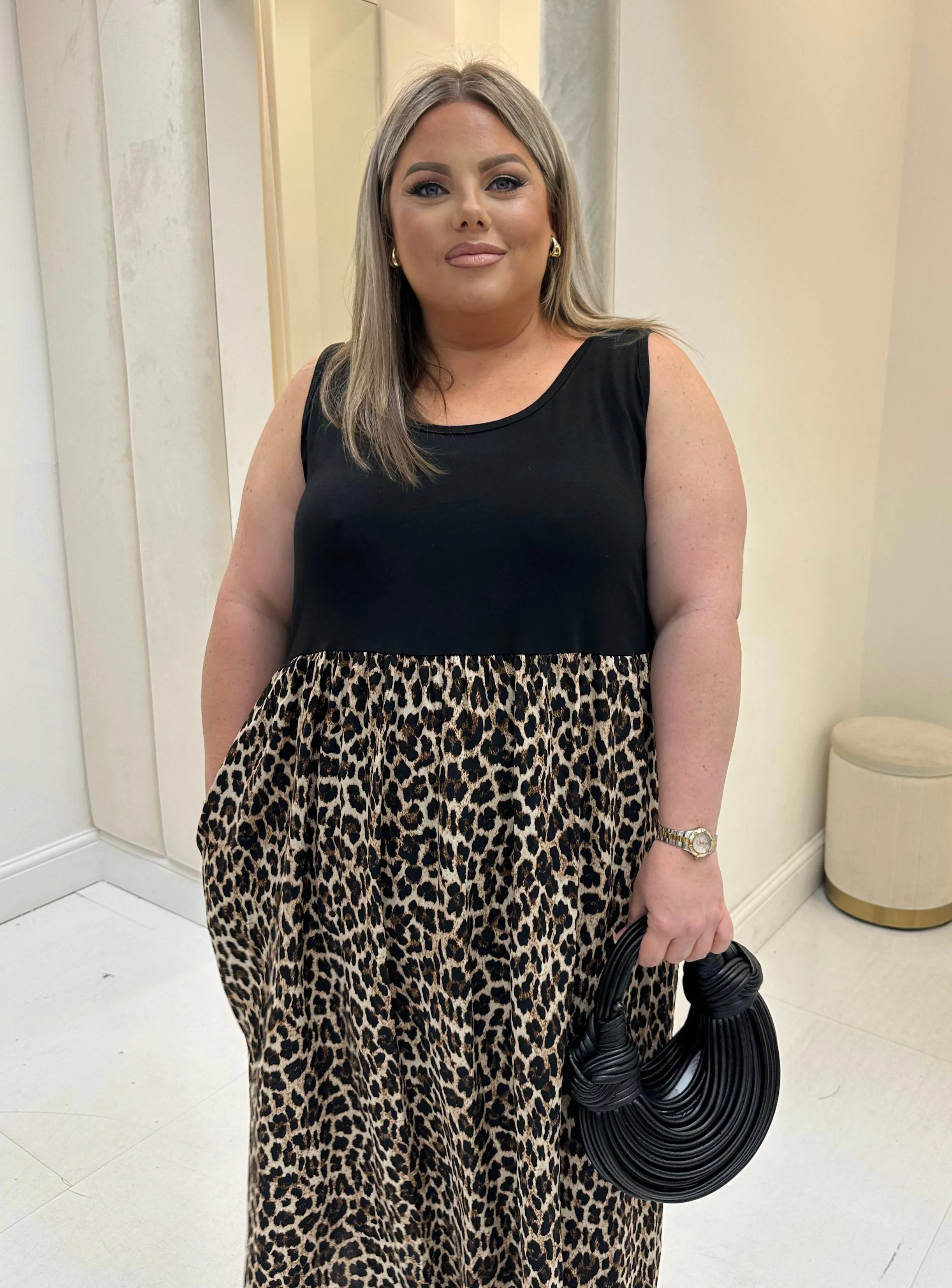 Sherice Leopard Print PLUS SIZE Flared Dress