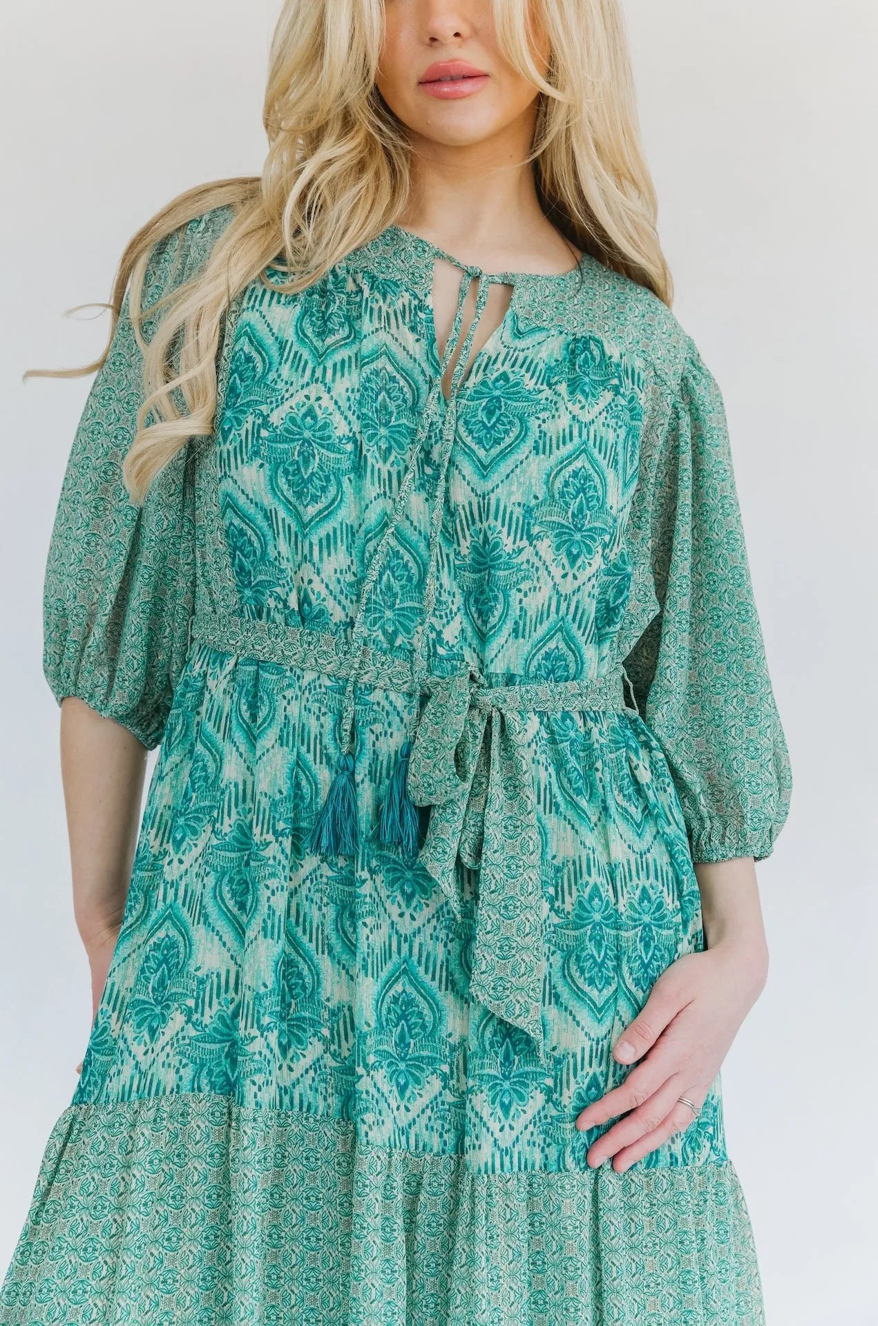 Teal Paisley Print Maxi Dress