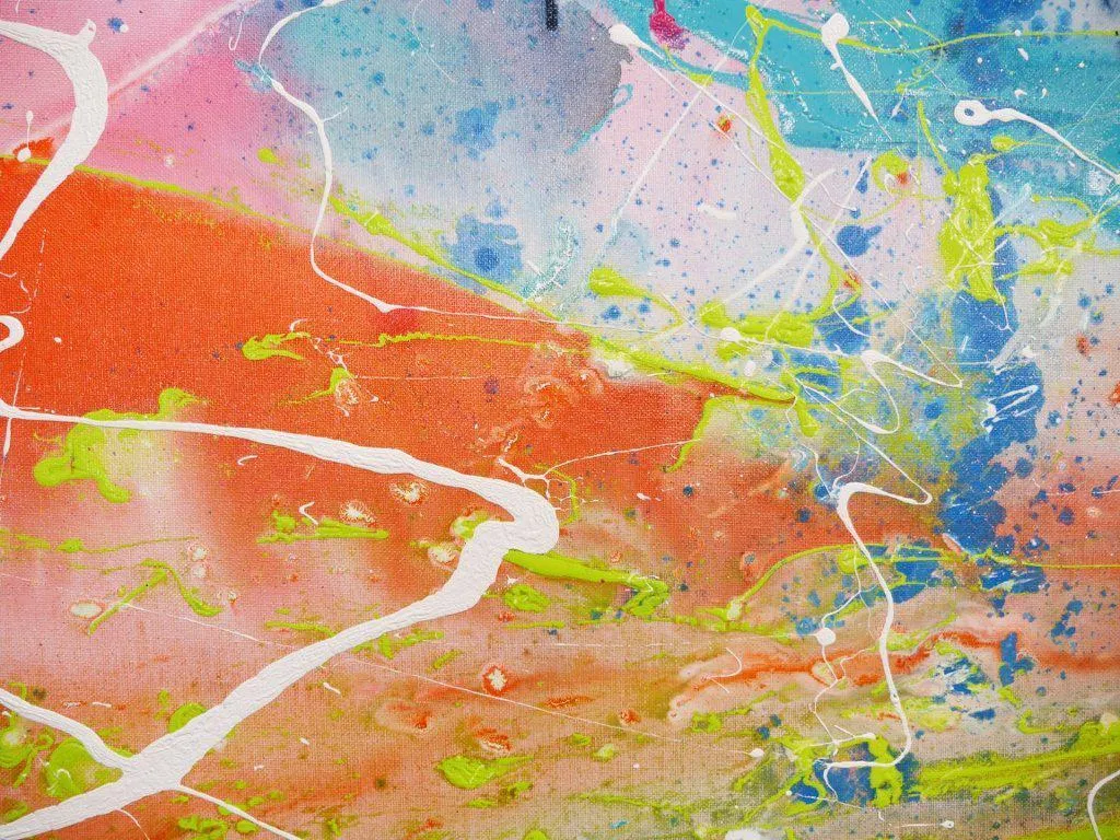 White Veins 140cm x 100cm Orange Pink Blue Abstract Painting (SOLD)