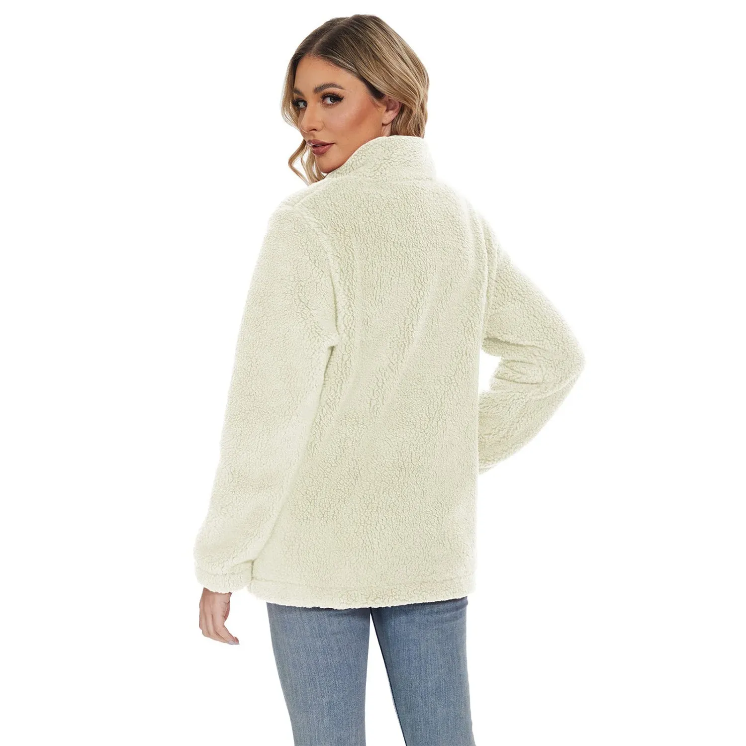 Women's Sherpa Jacket - Full Zip, Zip Pockets & Warm