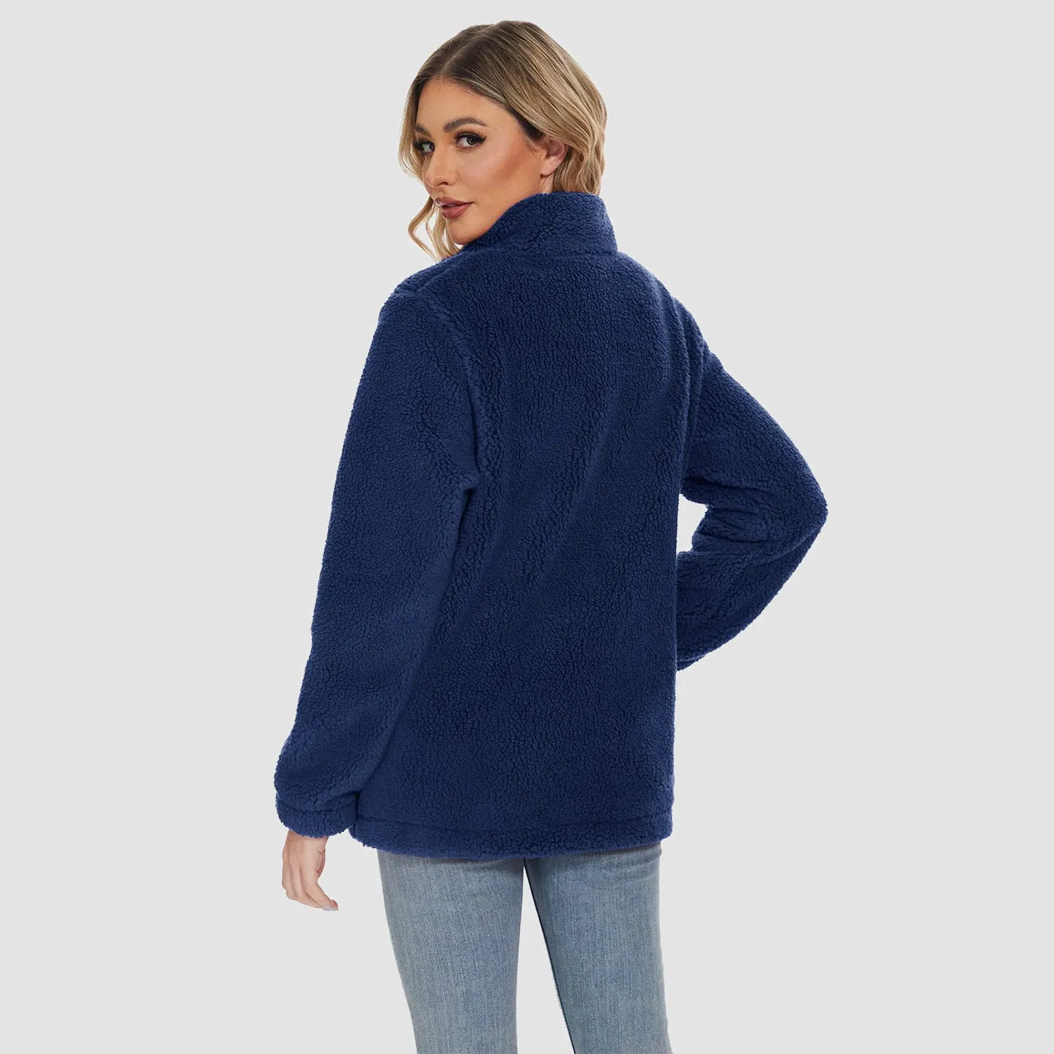 Women's Sherpa Jacket - Full Zip, Zip Pockets & Warm