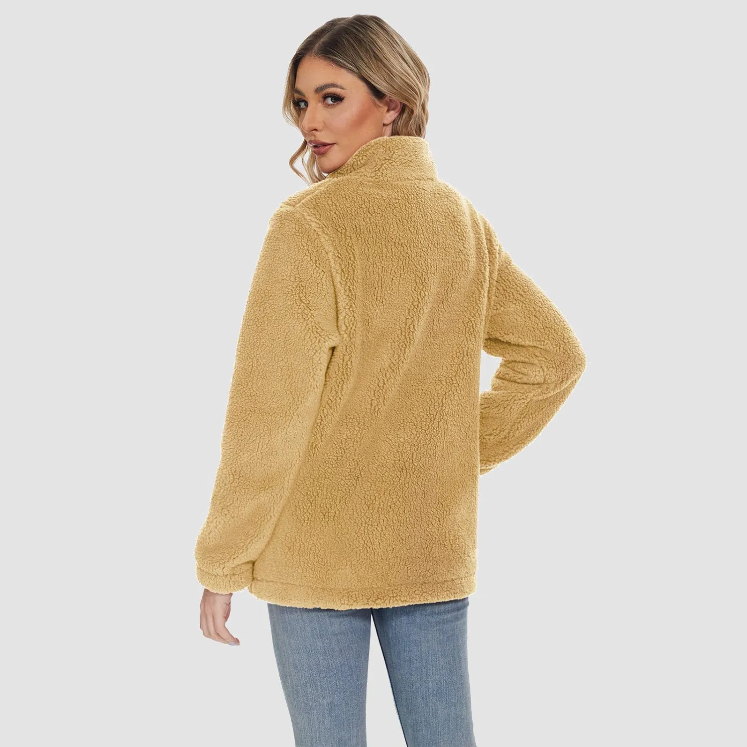 Women's Sherpa Jacket - Full Zip, Zip Pockets & Warm